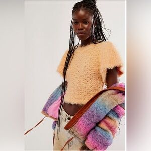 Free People Sweet Deets Pullover in Coral Peach Combo